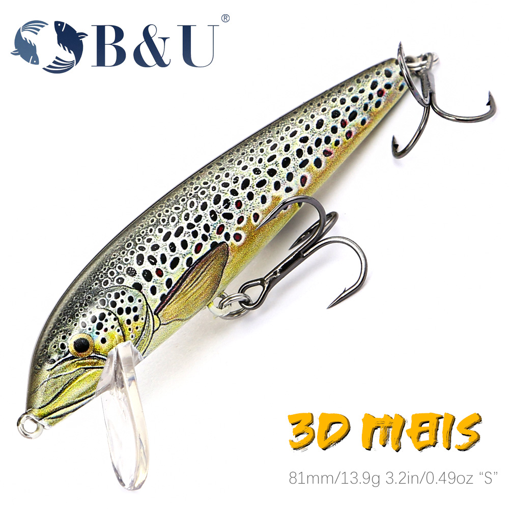 B & u 80mm afundando minnow os - Fishing Lure Jerkbait avaliação e preço